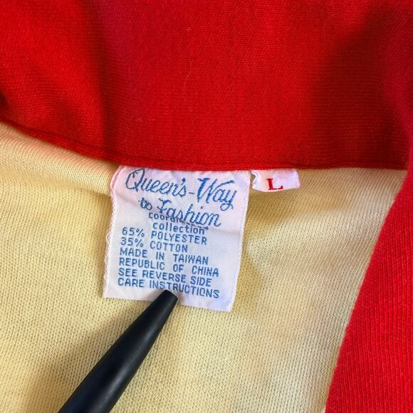VTG 70s Queens Way to Fashion Polo Shirt Yellow Colorblock Women’s L Preppy - Picture 9 of 10